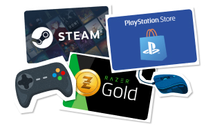 STEAM, Playstation Store, Razer Gold-logo
